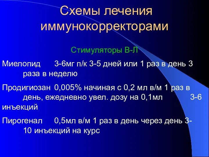 Стимуляторы В-Л Миелопид 3-6мг п/к 3-5 дней или 1 раз