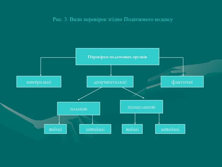 Рис. 3. Види перевірок згідно Податкового кодексу Перевірки подaткових оргaнів