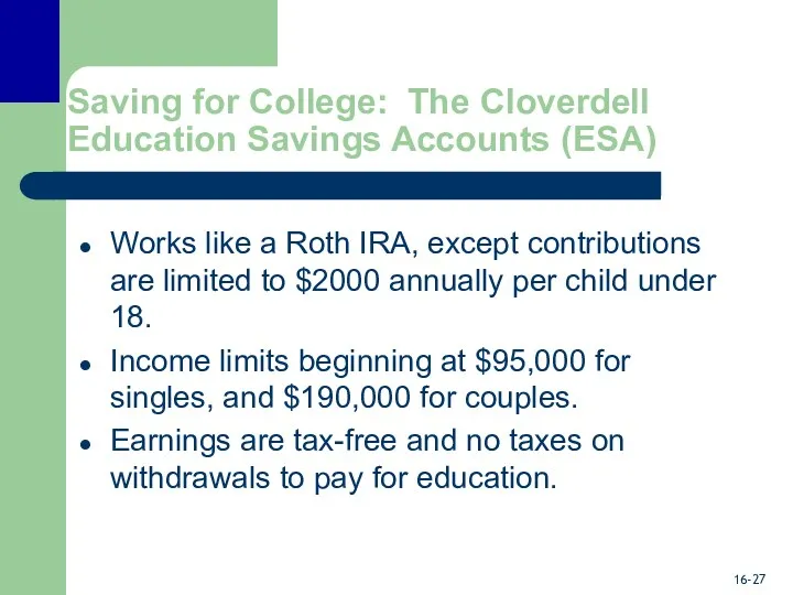 Saving for College: The Cloverdell Education Savings Accounts (ESA) Works