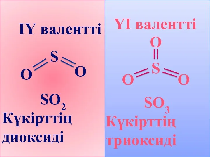 ҮІ валентті ІҮ валентті S О О S О О