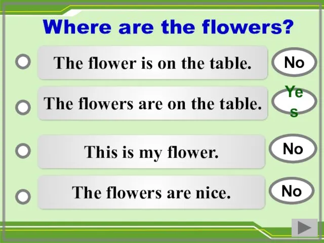 The flower is on the table. The flowers are on the table. This