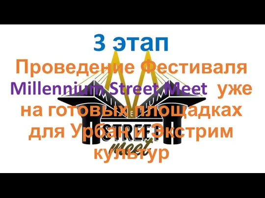 3 этап Проведение Фестиваля Millennium Street Meet уже на готовых площадках для Урбан и Экстрим культур