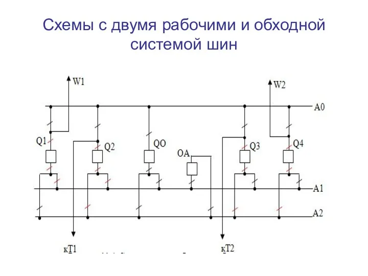 Схемы с двумя рабочими и обходной системой шин