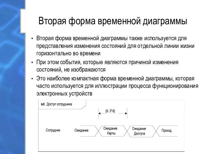 Вторая форма временной диаграммы Вторая форма временной диаграммы также используется для представления изменения