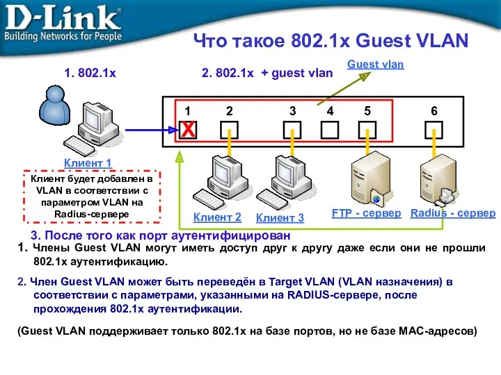 Что такое 802.1x Guest VLAN 1. Члены Guest VLAN могут иметь доступ друг