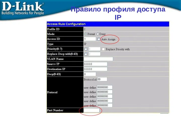 Правило профиля доступа IP