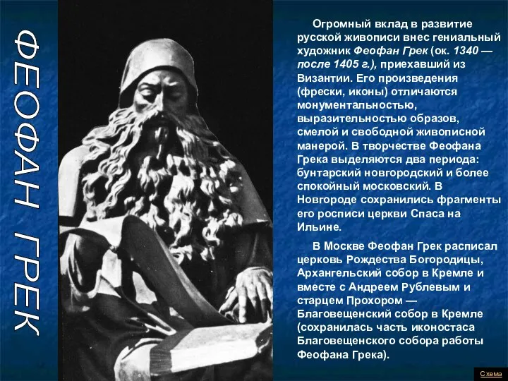 ФЕОФАН ГРЕК Огромный вклад в развитие русской живописи внес гениальный