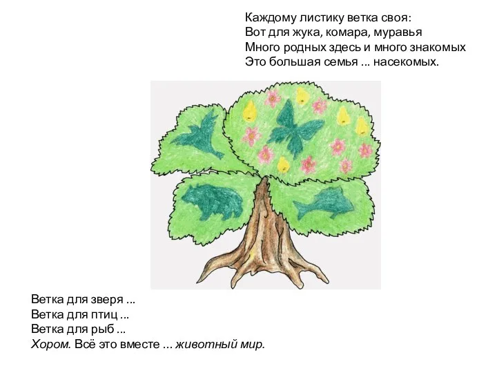 Каждому листику ветка своя: Вот для жука, комара, муравья Много