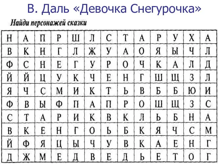 В. Даль «Девочка Снегурочка»