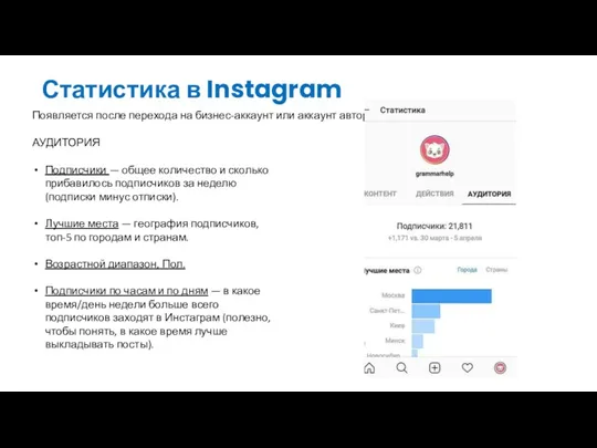 Статистика в Instagram Появляется после перехода на бизнес-аккаунт или аккаунт