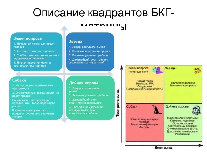 Описание квадрантов БКГ-матрицы