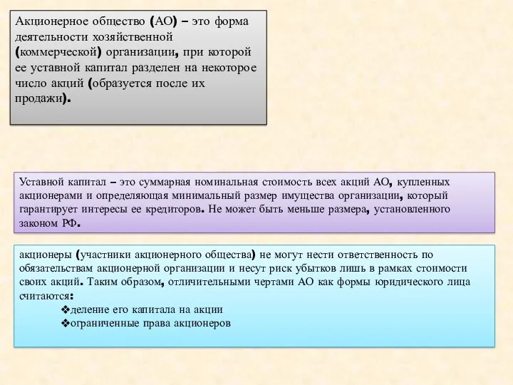 акции – долевые ценные бумаги, закрепляющие за их владельцев долю