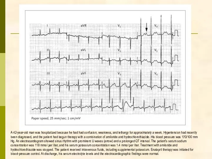 A 42-year-old man was hospitalized because he had had confusion, weakness, and lethargy