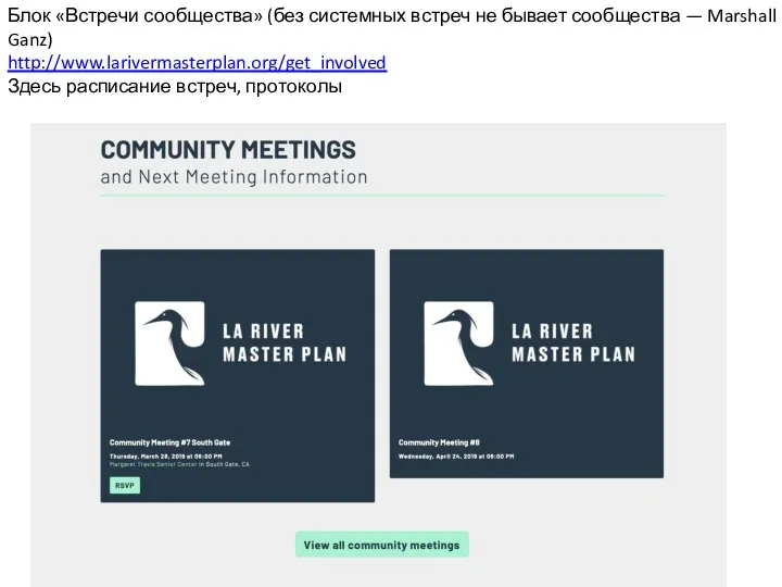 Блок «Встречи сообщества» (без системных встреч не бывает сообщества —