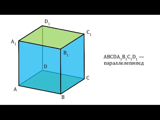 A D C B A1 D1 C1 B1 АВСDА1В1С1D1 — параллелепипед