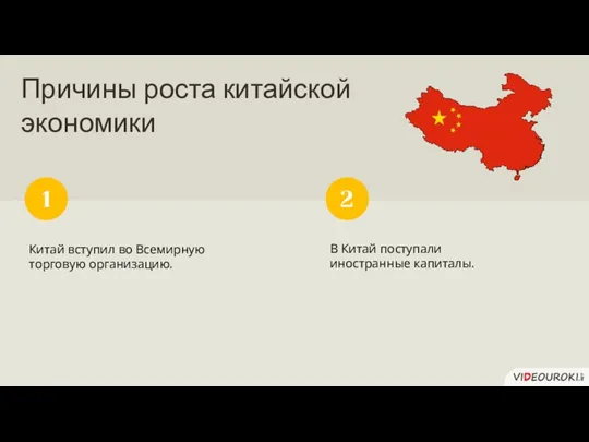 Причины роста китайской экономики Китай вступил во Всемирную торговую организацию.