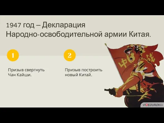 1947 год – Декларация Народно-освободительной армии Китая. Призыв свергнуть Чан