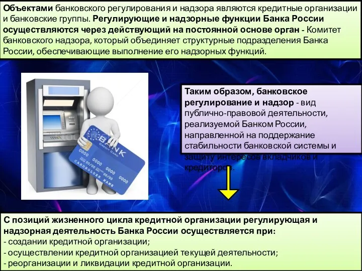 С позиций жизненного цикла кредитной организации регулирующая и надзорная деятельность