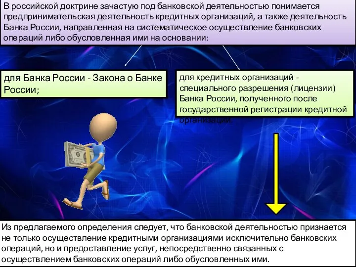 Из предлагаемого определения следует, что банковской деятельностью признается не только