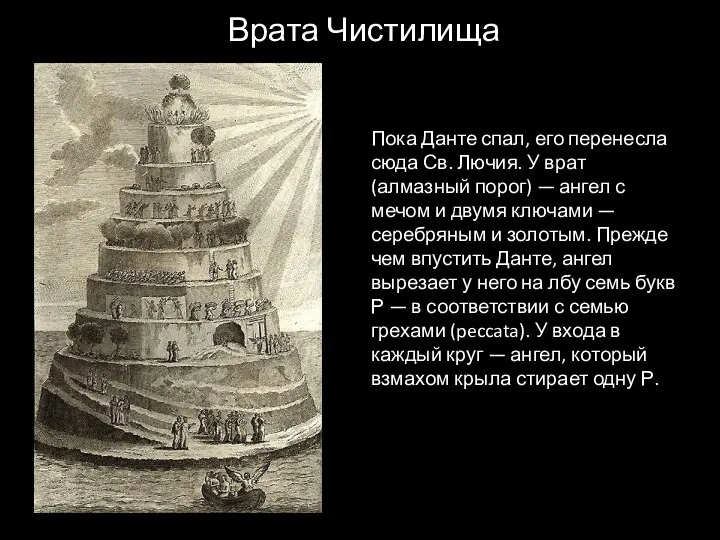 Пока Данте спал, его перенесла сюда Св. Лючия. У врат