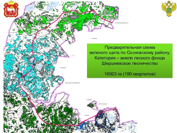 Предварительная схема зеленого щита по Сосновскому району, Категория – земли