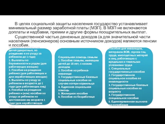 В целях социальной защиты населения государство устанавливает минимальный размер заработной