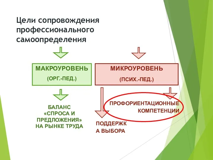 Цели сопровождения профессионального самоопределения