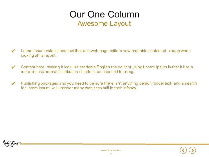 Our One Column Lorem Ipsum established fact that and web