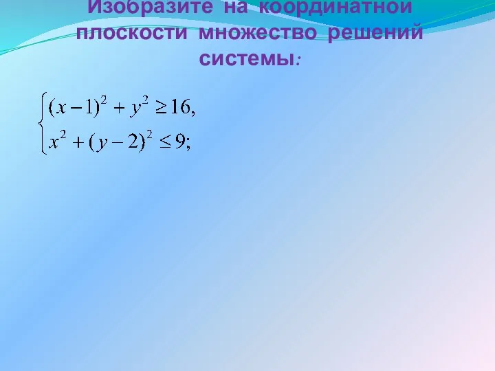 Изобразите на координатной плоскости множество решений системы: