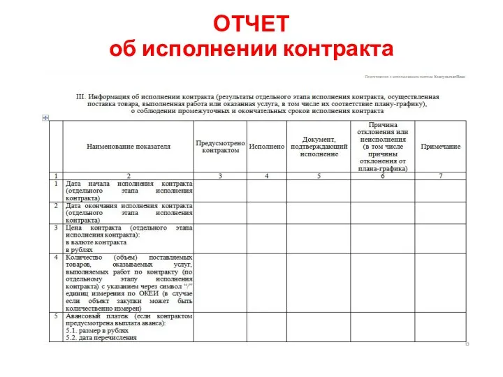 ОТЧЕТ об исполнении контракта