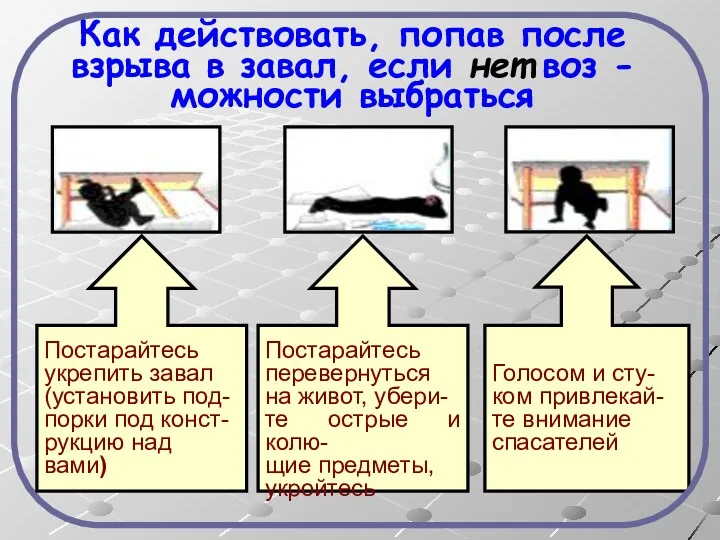 Как действовать, попав после взрыва в завал, если нет воз