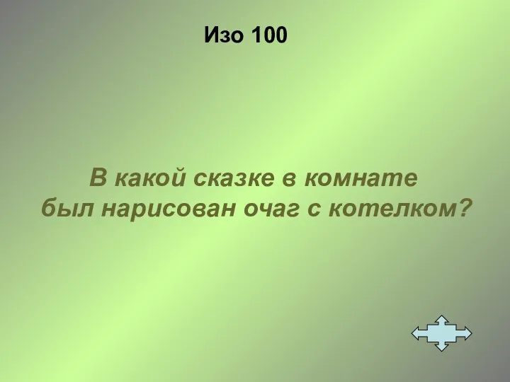 Изо 100 В какой сказке в комнате был нарисован очаг с котелком?