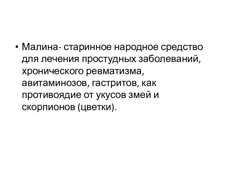 Малина- старинное народное средство для лечения простудных заболеваний, хронического ревматизма,