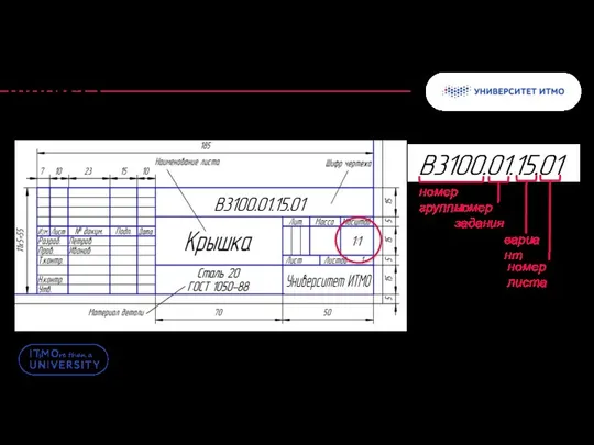 Основная надпись. ГОСТ 2.104-2006. Форма 1