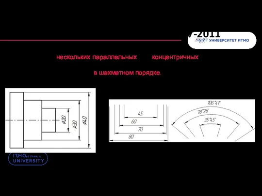 Нанесение размеров. ГОСТ 2.307-2011 При нанесении нескольких параллельных или концентричных