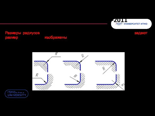 Нанесение размеров. ГОСТ 2.307-2011 Размеры радиусов наружных и внутренних скруглений,