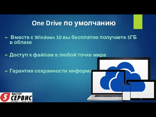 One Drive по умолчанию Вместе с Windows 10 вы бесплатно получаете 5ГБ в