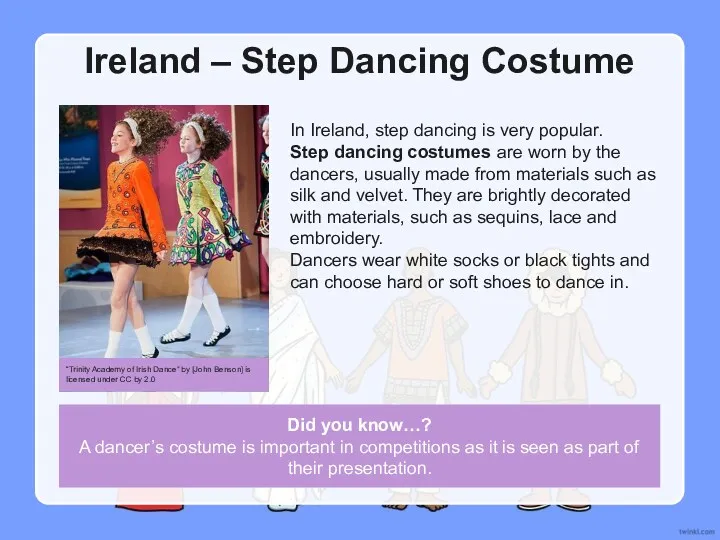 Did you know…? A dancer’s costume is important in competitions