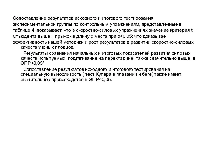 Сопоставление результатов исходного и итогового тестирования экспериментальной группы по контрольным