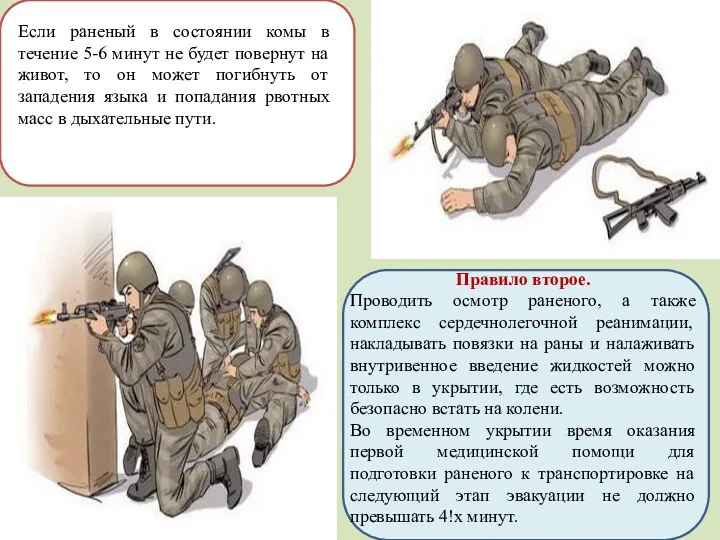 Если раненый в состоянии комы в течение 5-6 минут не