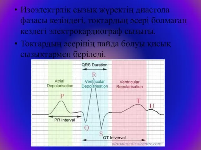 Изоэлектрлік сызық жүректің диастола фазасы кезіндегі, токтардың әсері болмаған кездегі