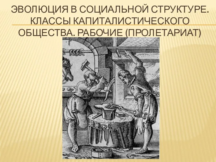 ЭВОЛЮЦИЯ В СОЦИАЛЬНОЙ СТРУКТУРЕ. КЛАССЫ КАПИТАЛИСТИЧЕСКОГО ОБЩЕСТВА. РАБОЧИЕ (ПРОЛЕТАРИАТ)