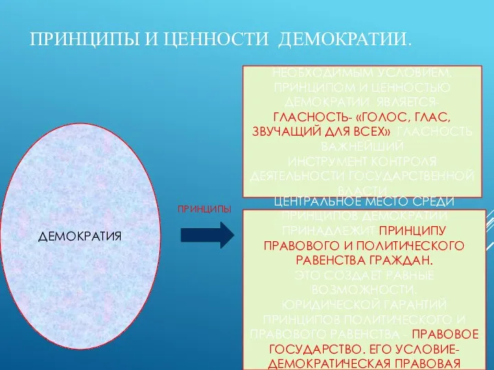 ПРИНЦИПЫ И ЦЕННОСТИ ДЕМОКРАТИИ. ДЕМОКРАТИЯ ПРИНЦИПЫ НЕОБХОДИМЫМ УСЛОВИЕМ, ПРИНЦИПОМ И