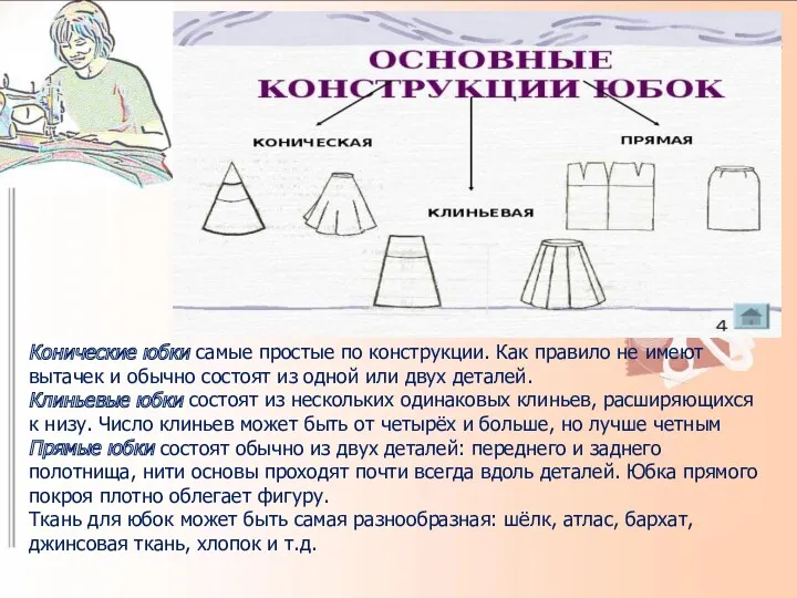 Конические юбки самые простые по конструкции. Как правило не имеют