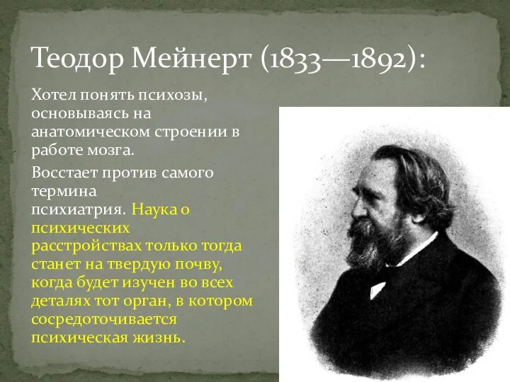 Хотел понять психозы, основываясь на анатомическом строении в работе мозга.