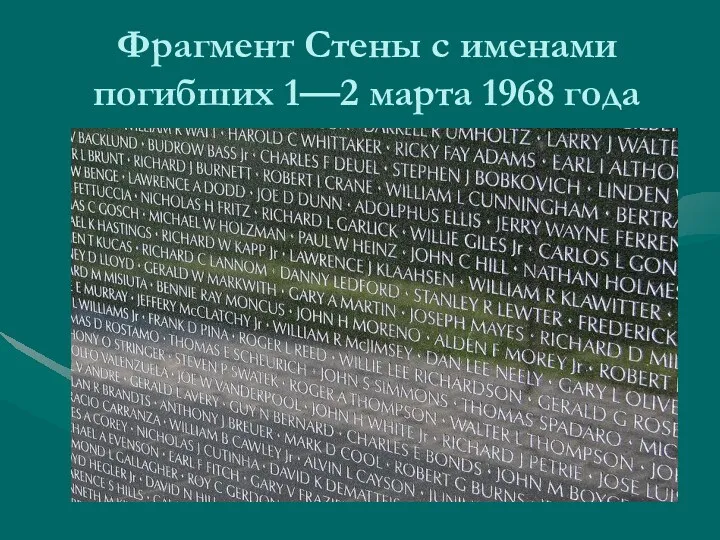 Фрагмент Стены с именами погибших 1—2 марта 1968 года