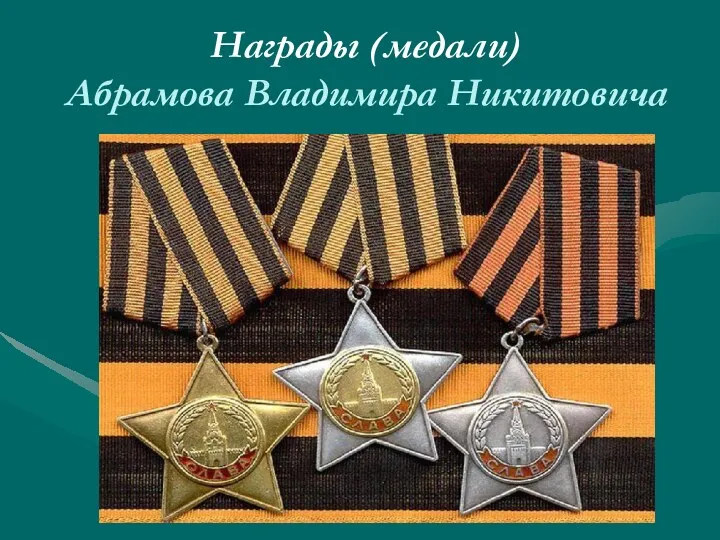 Награды (медали) Абрамова Владимира Никитовича