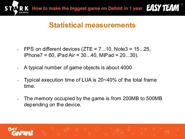 Statistical measurements FPS on different devices (ZTE = 7...10, Note3