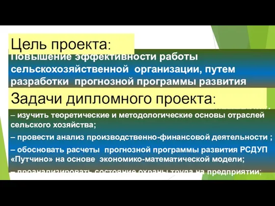 Повышение эффективности работы сельскохозяйственной организации, путем разработки прогнозной программы развития