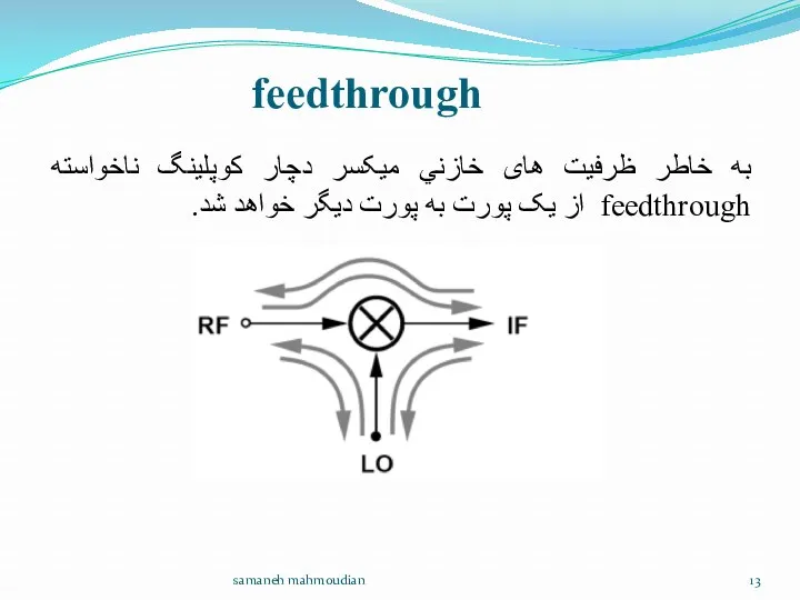 feedthrough samaneh mahmoudian به خاطر ظرفیت های خازني میکسر دچار